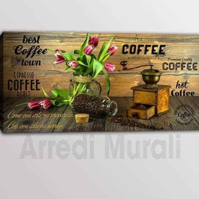 Quadro moderno frase caffè stampa su tela arredo bar