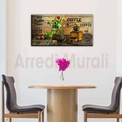 Quadro moderno frase caffè stampa tela arredo bar