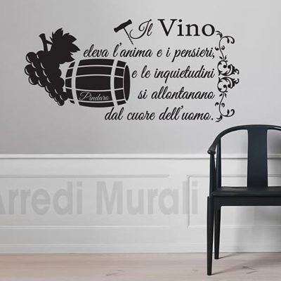 Adesivi da parete frase vino Pindaro decorazioni murali