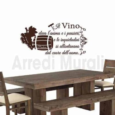 Adesivi murali frase vino Pindaro decorazioni da parete