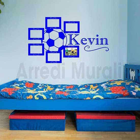 Cornici adesive camerette con nome blu