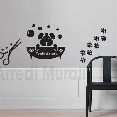adesivi murali toelettatura cani decorazioni da parete