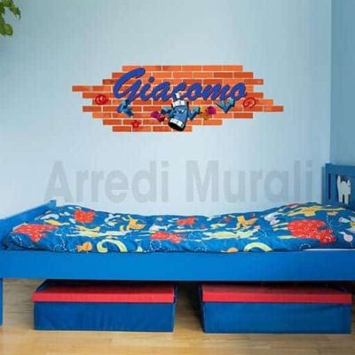 STICKERS MURALE CAMERETTE GRAFFITO CON NOME