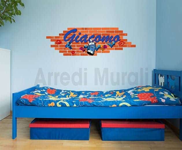 STICKERS MURALE CAMERETTE GRAFFITO CON NOME
