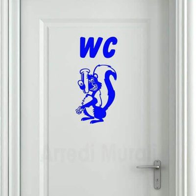 adesivi murali bagno con scritta wc e puzzola blu