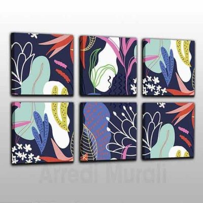 Quadri moderni astratti 6 quadri su tela floreali