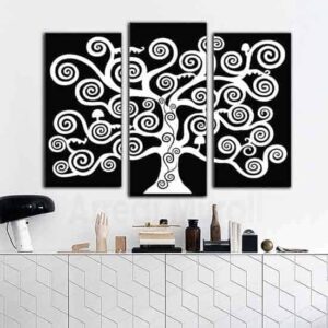 quadri moderni tele albero della vita in bianco e nero