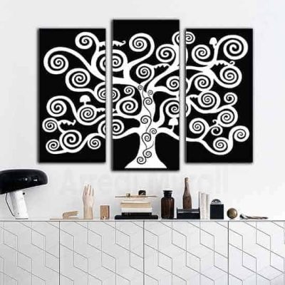 quadri moderni tele albero della vita in bianco e nero