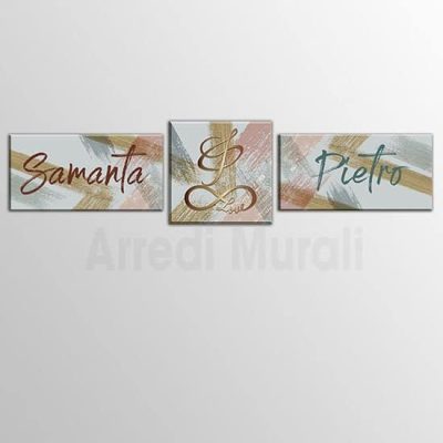 Quadri moderni nomi personalizzati astratti 3 tele