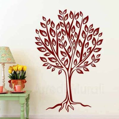 adesivo murale con albero stilizzato bordeaux