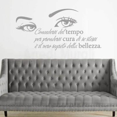 adesivi murali con frase sulla bellezza intagliato color argento