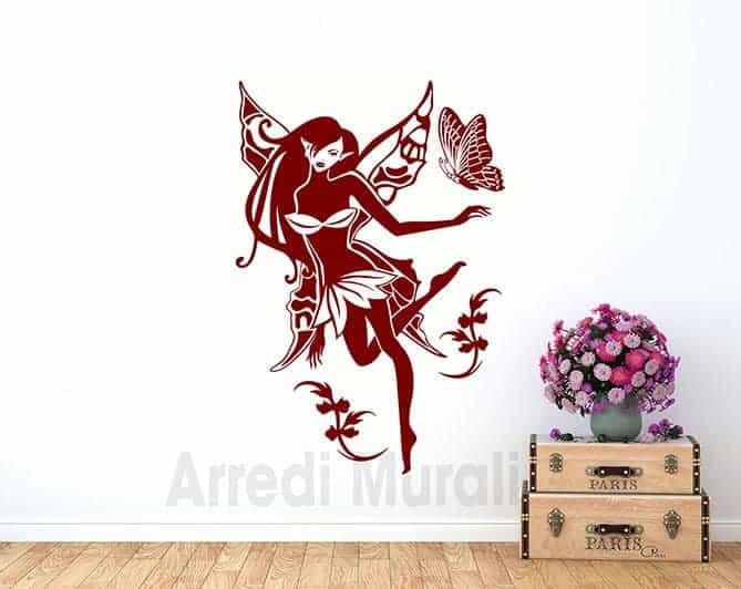 Adesivi murali fatina stickers decorativo da muro