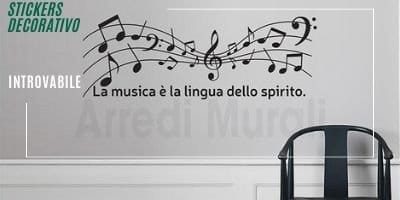 adesivi da parete pentagramma musicale con frase per scritte decorative originali