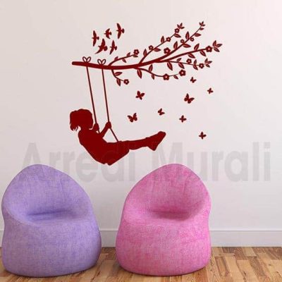 adesivi-murali-bambina-sull'altalena