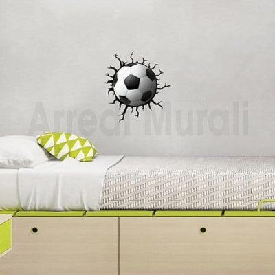 stickers calcio cameretta bimbo decorazione trompe l'oeil