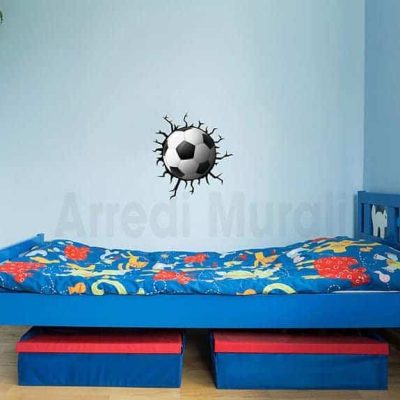 stickers calcio cameretta trompe l'oeil