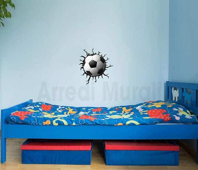 stickers calcio cameretta trompe l'oeil