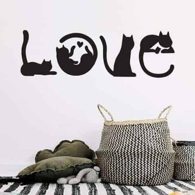 adesivi murali 4 gatti con parola love