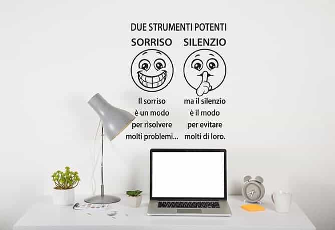 adesivi murali smile emoticon con frasi adesive