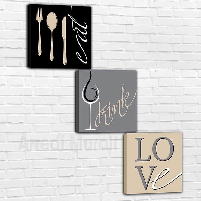 quadri moderni cucina o ristorante 3 tele
