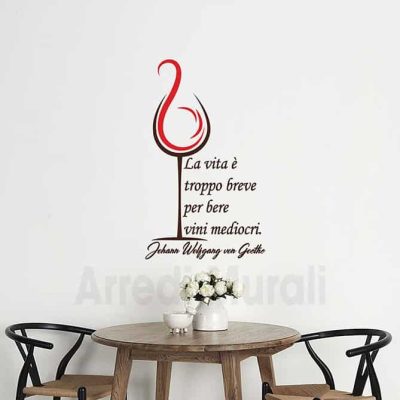 adesivi murali frase vino famosa citazione