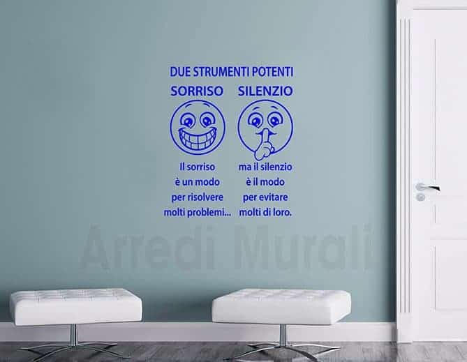 adesivi murali smile con emoticon e frasi adesive da parete