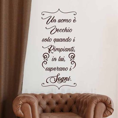 adesivi murali frase verticale sui rimpianti e i sogni