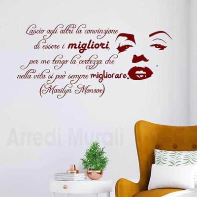 Adesivo murale frase Marilyn con lineamenti viso