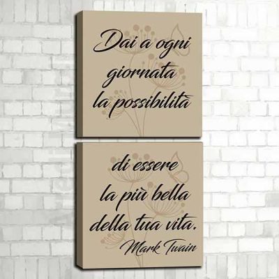due quadri moderni con frase motivazionale, le due tele insieme creano una bellissima frase
