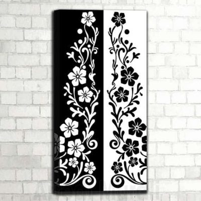 quadro bianco e nero floreale verticale arredo moderno