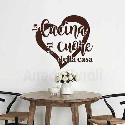 Scritte adesive per cucina con frase "la cucina è il cuore della casa"
