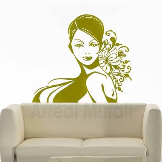 Adesivo da parete bellezza donna oro