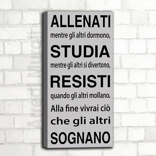 frase su quadro moderno, frase motivazionale con stampa su tela