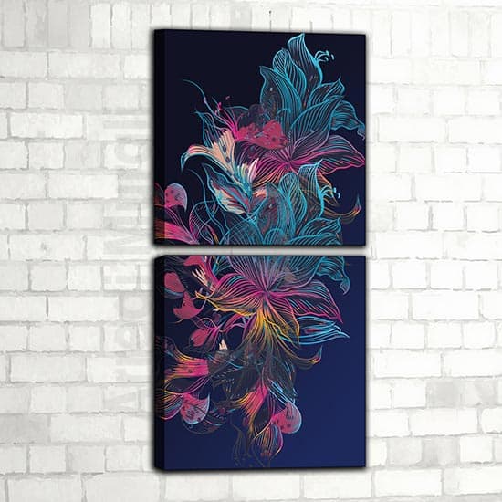 quadri moderni astratti verticali a tema floreale 2 quadri con stampa su tela
