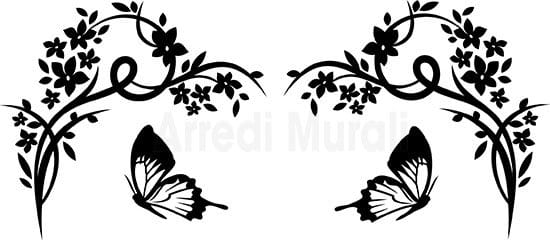 Decoro testata letto con fiori e farfalle lo riceverai in un unico foglio e sarà da comporre a tuo piacimento