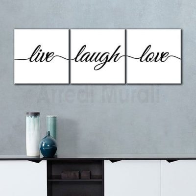 3 quadri moderni con scritte Live - Laugh -Love