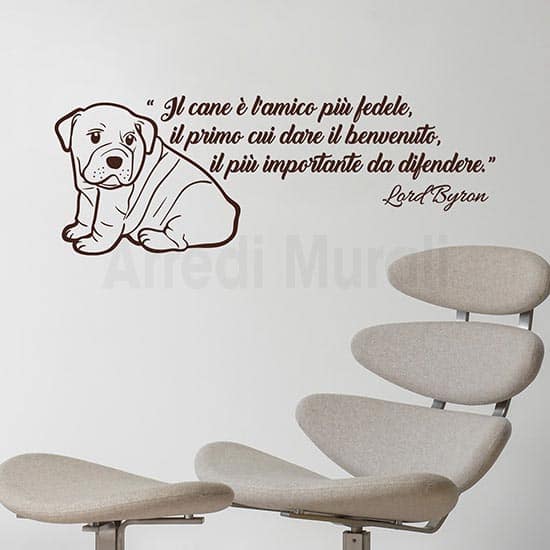 Adesivi da parete dedica al cane con frase adesiva e disegno adesivo di cucciolo
