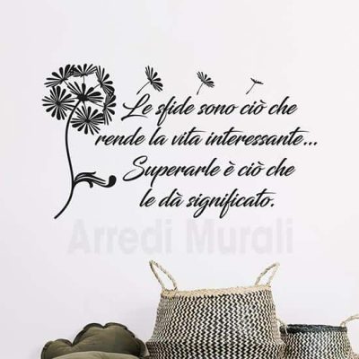 adesivi da parete frase motivazionale con soffione colore nero