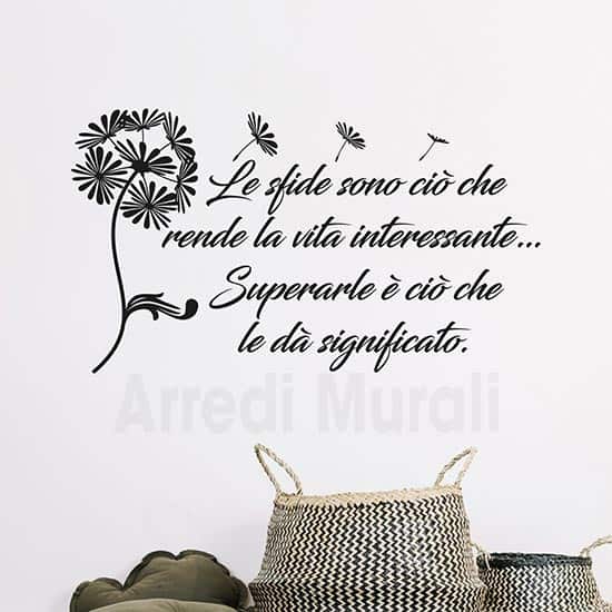adesivi da parete frase motivazionale con soffione colore nero