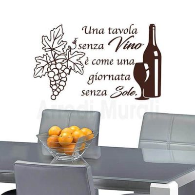 Adesivi da parete frase vino marrone