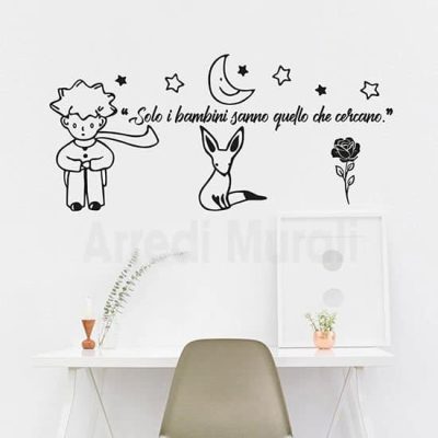 Adesivi murali citazione Piccolo Principe frase dedicata ai bambini colore nero