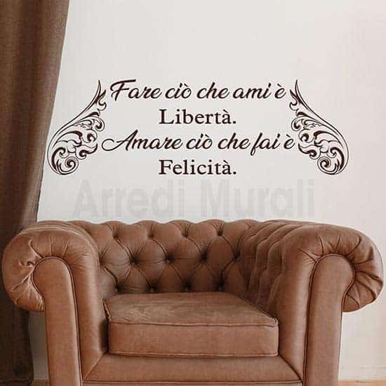 adesivi murali frase lavoro scritta decorativa murale