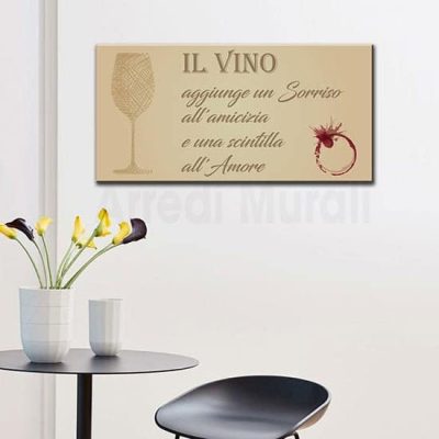 Quadro cucina con frase sul vino