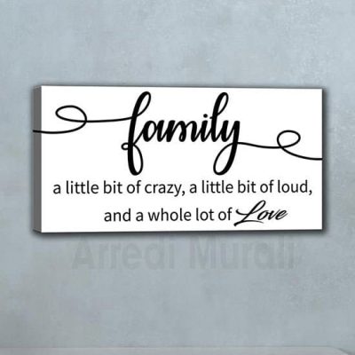 quadro frase family con scritte in inglese dedicate alla famiglia