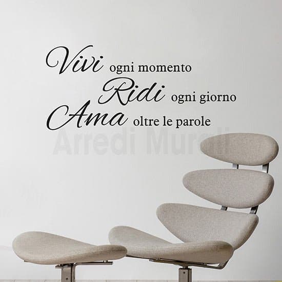 Stickers murali scritte adesive Vivi Ridi Ama nero