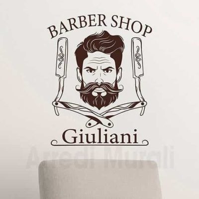 adesivi murali barber shop personalizzati
