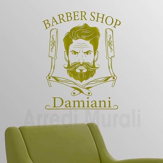 adesivi murali barber shop personalizzati con nome o cognome