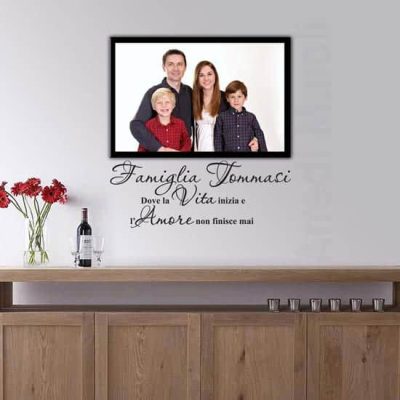 Quadro personalizzato foto famiglia e adesivi murali cognome famiglia