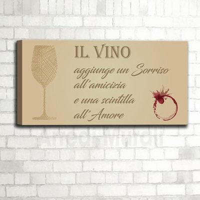 Quadro cucina con frase sul vino senza cornice con stampa su tela