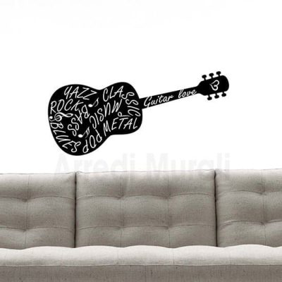 Adesivi murali chitarra nero